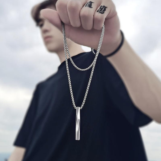 2023 Fashion New Black Rectangle Pendant Necklace for Men - BestShop