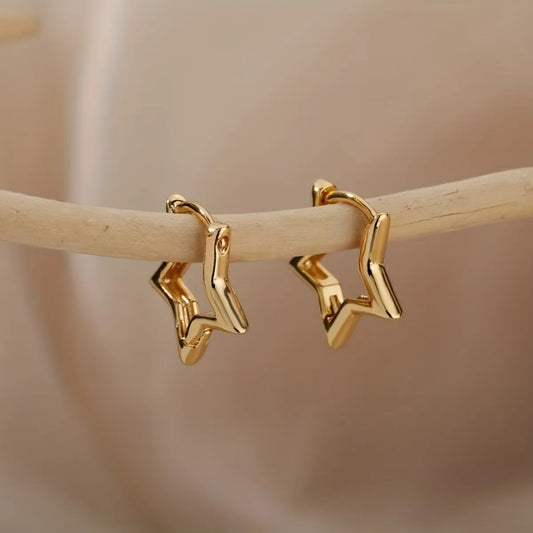 Geometric Star Hoop Earrings