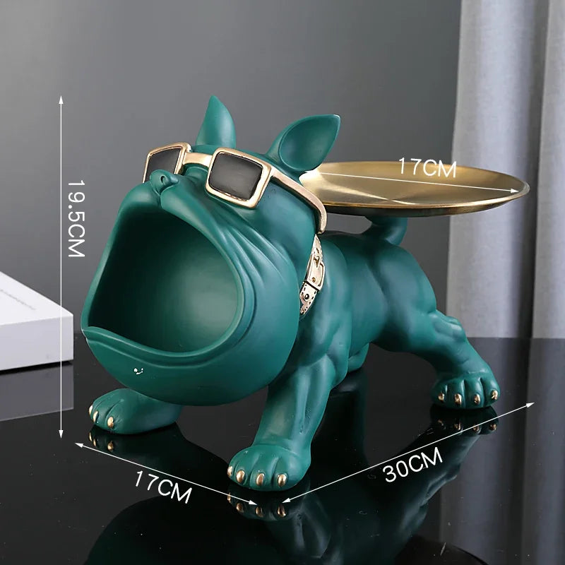 Figura de bulldog de 30 cm para decoración del hogar, estatua de perro, caja de almacenamiento, adorno de animal, escultura artística de resina, escultura de cachorro para el hogar
