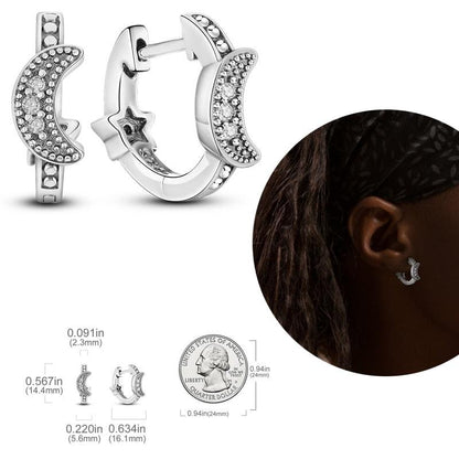 2023 Women Hoop Earrings 925 Silver Sparkling Pave Shape - BestShop