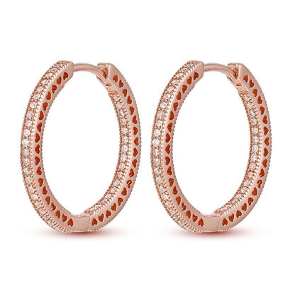 2023 Women Hoop Earrings 925 Silver Sparkling Pave Shape - BestShop
