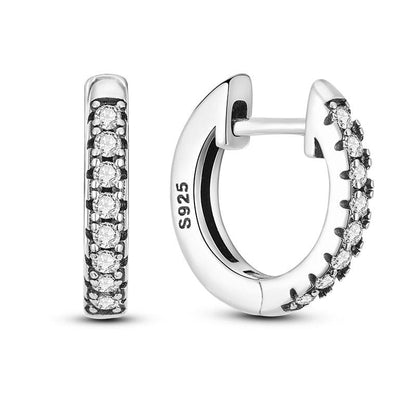 2023 Women Hoop Earrings 925 Silver Sparkling Pave Shape - BestShop