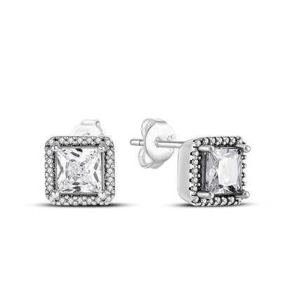 2023 Women Hoop Earrings 925 Silver Sparkling Pave Shape - BestShop
