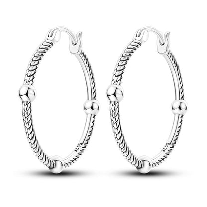 2023 Women Hoop Earrings 925 Silver Sparkling Pave Shape - BestShop
