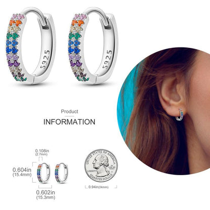 2023 Women Hoop Earrings 925 Silver Sparkling Pave Shape - BestShop