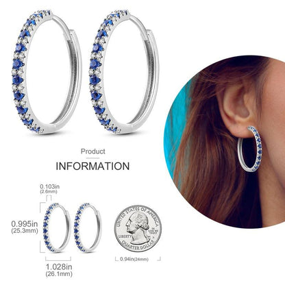 2023 Women Hoop Earrings 925 Silver Sparkling Pave Shape - BestShop