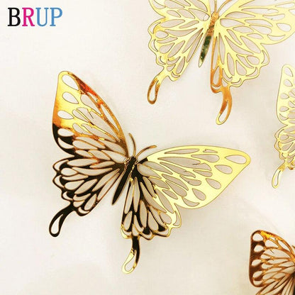 3D Hollow Golden Silver Butterfly Wall Stickers - BestShop