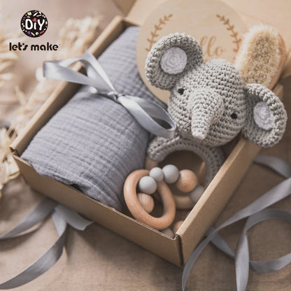 Baby Bath Towel Cotton Blanket Brush Gift Set