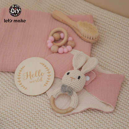 Baby Bath Towel Cotton Blanket Brush Gift Set