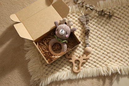 Baby Bath Towel Cotton Blanket Brush Gift Set
