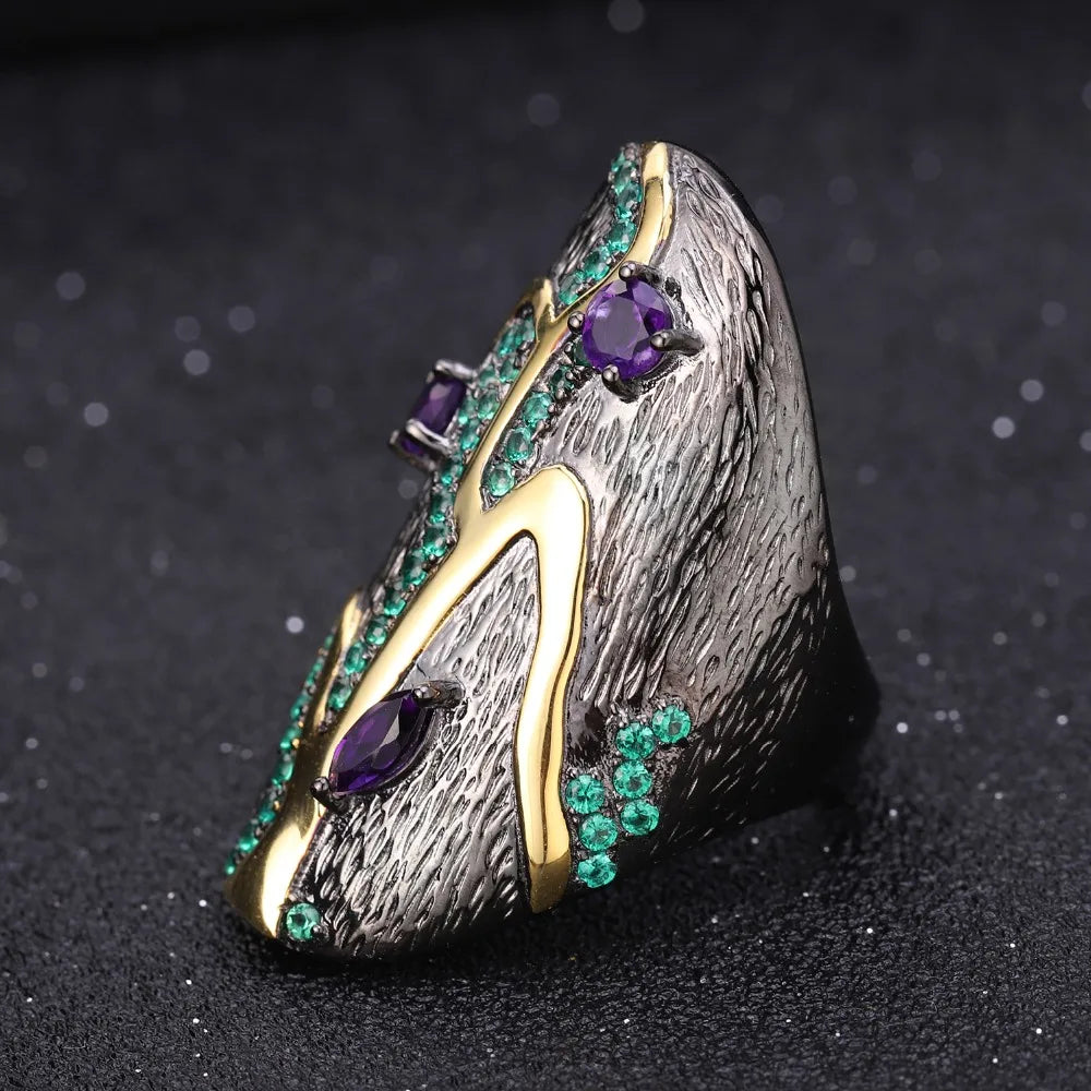 Bague feuille faite à la main