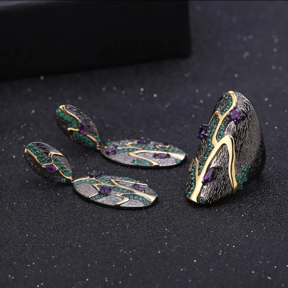 Bague feuille faite à la main