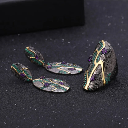 Bague feuille faite à la main