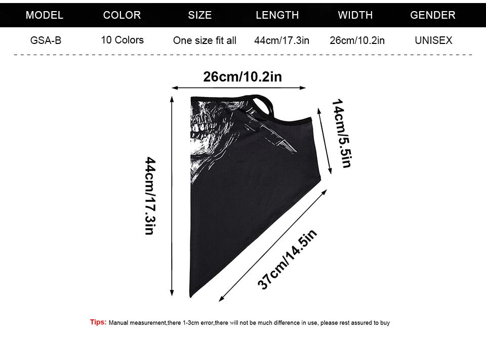 3D Skull Summer Hanging Ear Triangle Scarf
