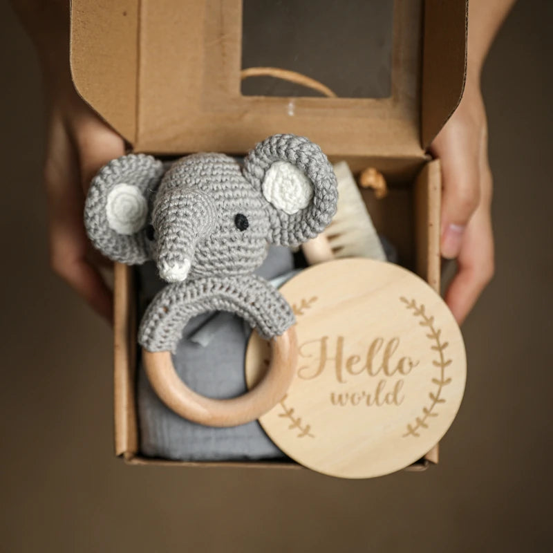 Baby Bath Towel Cotton Blanket Brush Gift Set