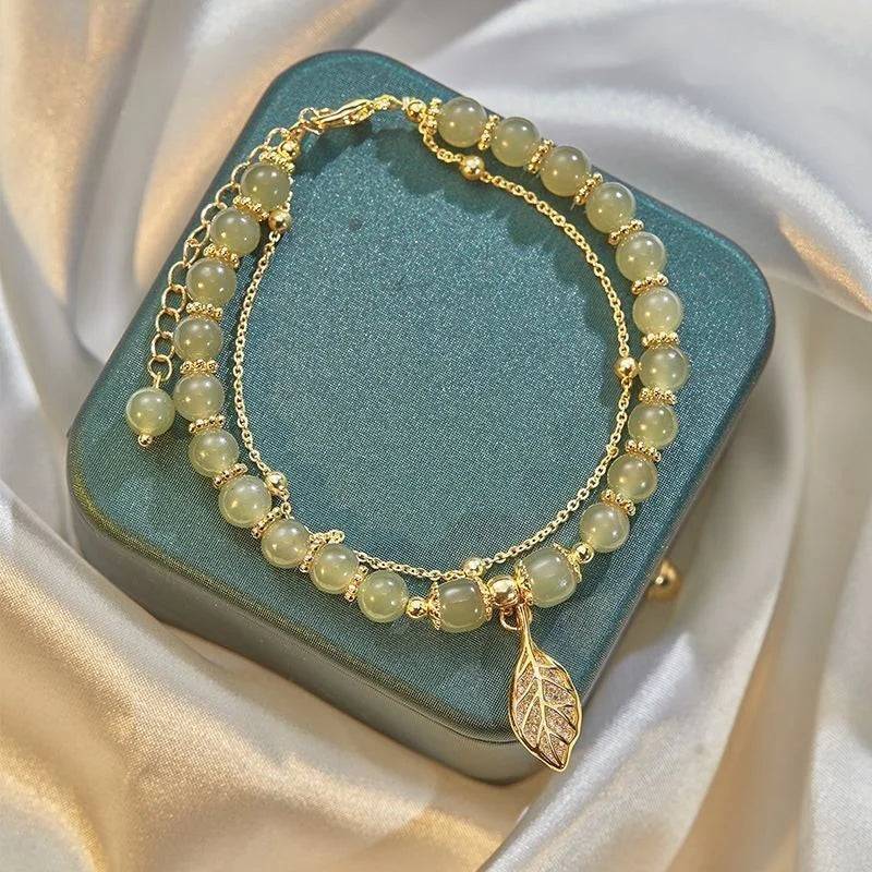 Double Layer Light Green Stone Bracelet