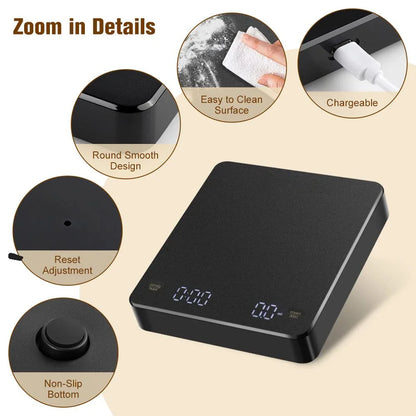 Digital Coffee Scale with Timer LED
