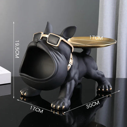Figura de bulldog de 30 cm para decoración del hogar, estatua de perro, caja de almacenamiento, adorno de animal, escultura artística de resina, escultura de cachorro para el hogar 