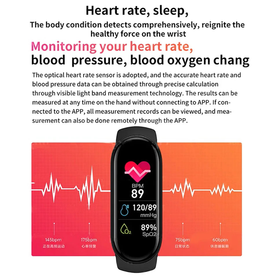 M6 Smart Watch Men Women Fitness Smart Bracelet