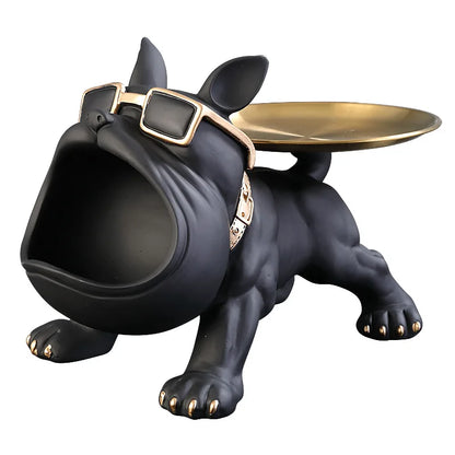Figura de bulldog de 30 cm para decoración del hogar, estatua de perro, caja de almacenamiento, adorno de animal, escultura artística de resina, escultura de cachorro para el hogar 