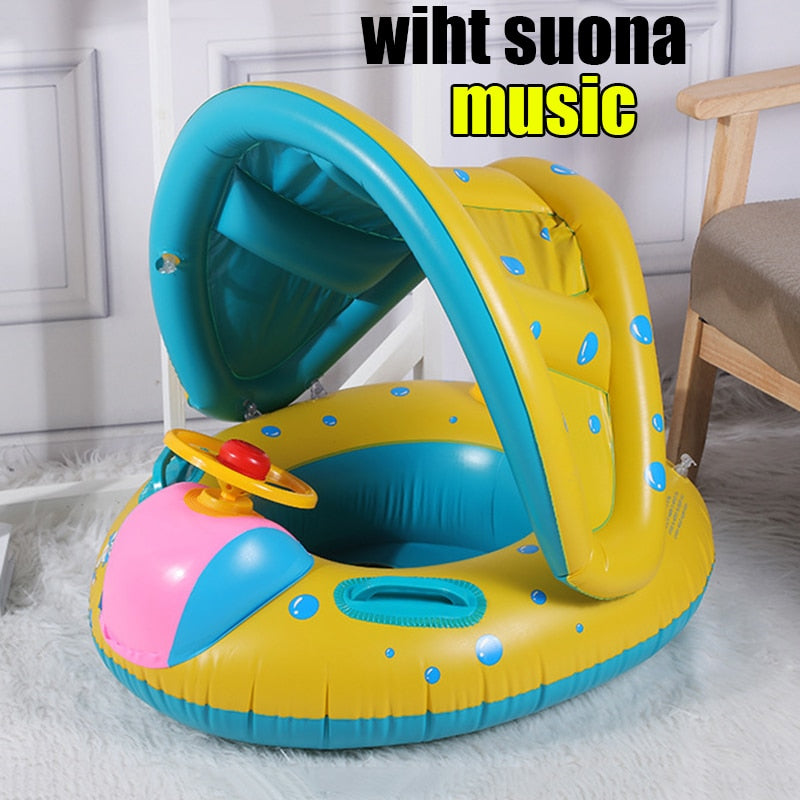 Inflatable Baby Swimming Ring with Sun Shade - BestShop