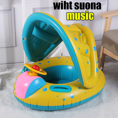 Inflatable Baby Swimming Ring with Sun Shade - BestShop