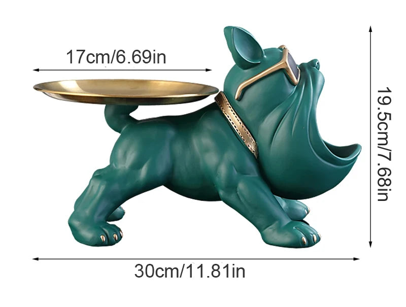 Figura de bulldog de 30 cm para decoración del hogar, estatua de perro, caja de almacenamiento, adorno de animal, escultura artística de resina, escultura de cachorro para el hogar 