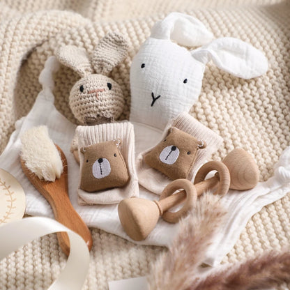 Baby Bath Towel Cotton Blanket Brush Gift Set