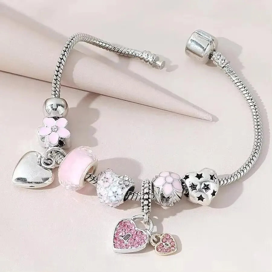 Multi-Element Beaded Love Pan Family Bracelet