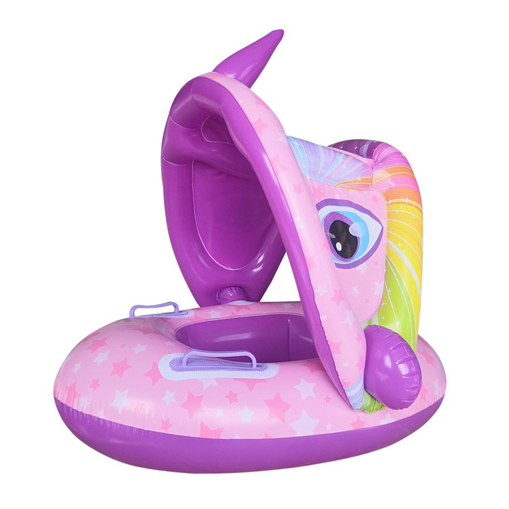 Inflatable Baby Swimming Ring with Sun Shade - BestShop