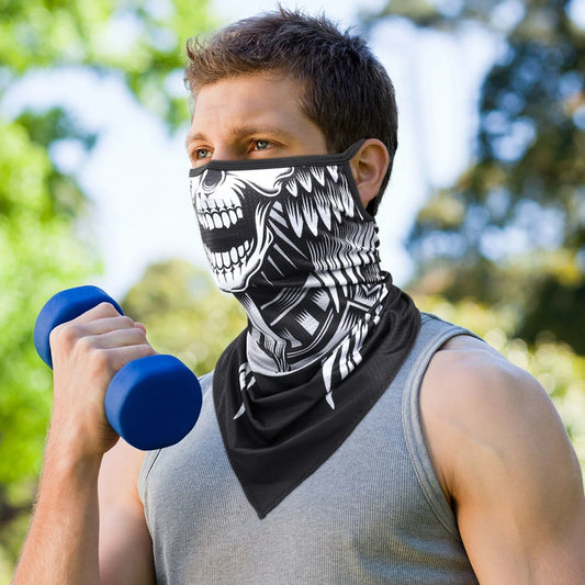 3D Skull Summer Hanging Ear Triangle Scarf