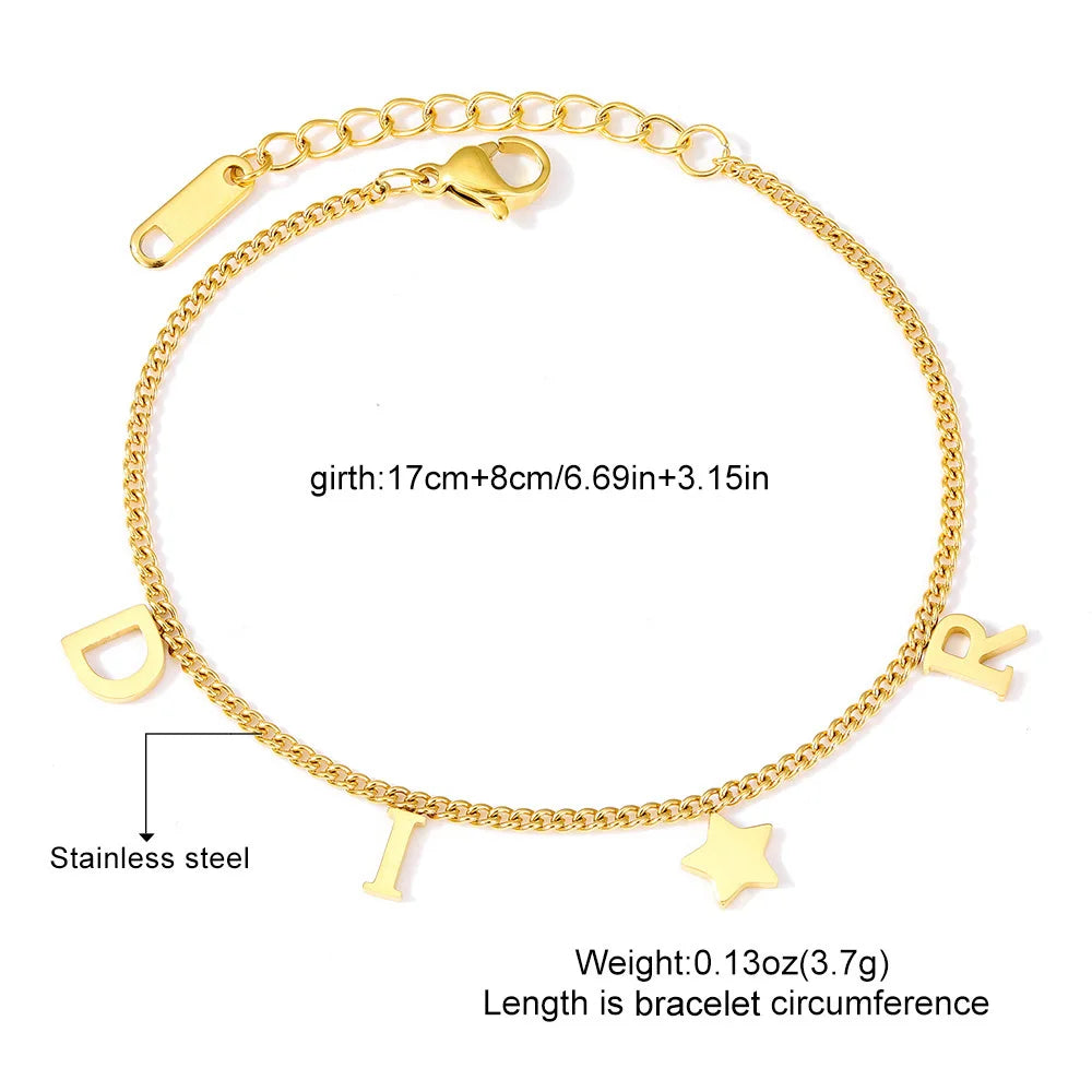 Pulsera con colgante de estrella y letra de nueva moda de Corea