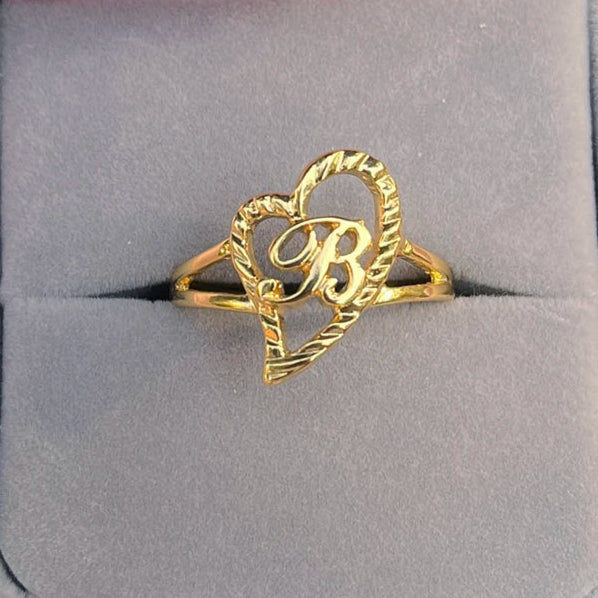 Personalized A-Z Letter Heart Ring