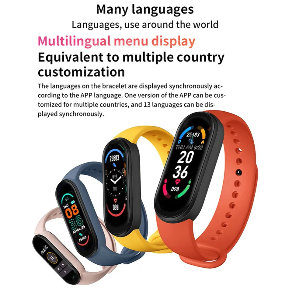 M6 Smart Watch Men Women Fitness Smart Bracelet