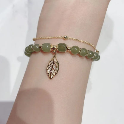 Double Layer Light Green Stone Bracelet