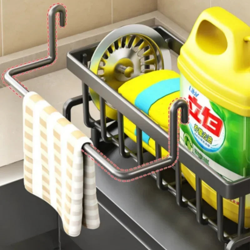 Égouttoir à éponge multifonctionnel pour étagère de cuisine 