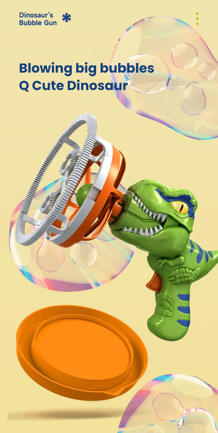 2 In 1 Dinosaur Electric Soap Bubble Gun