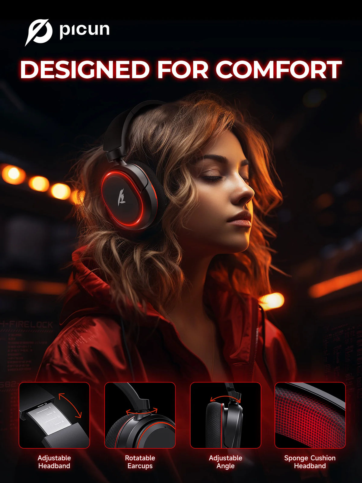 Picun G2 2.4G Wireless Gaming Headset