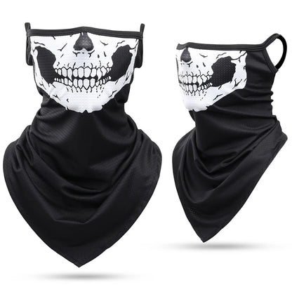 3D Skull Summer Hanging Ear Triangle Scarf