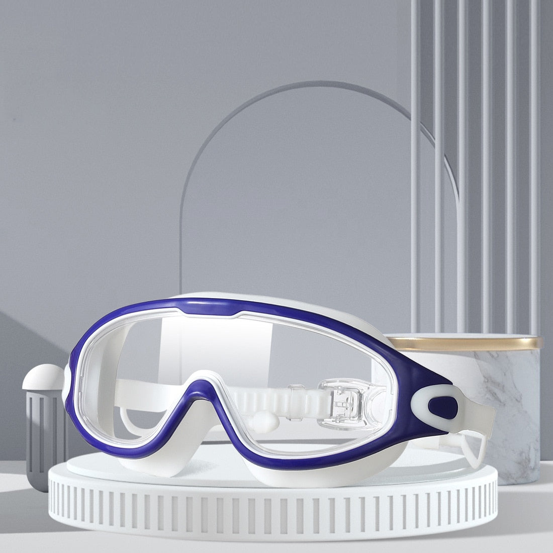 Silicone Big Frame Swimming Goggles with Earplugs - BestShop