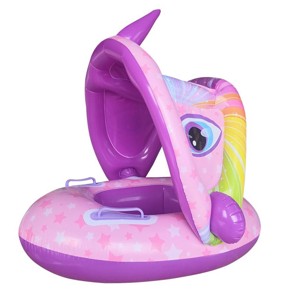 Inflatable Baby Swimming Ring with Sun Shade - BestShop