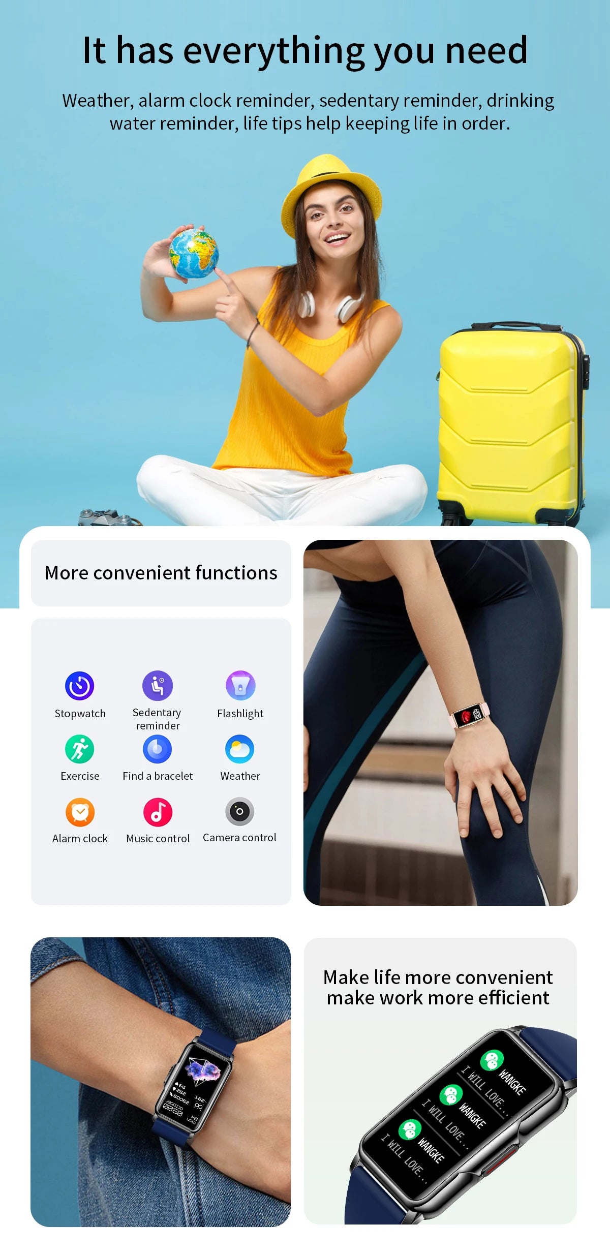 Bracelet intelligent LIGE pour Android et iOS 