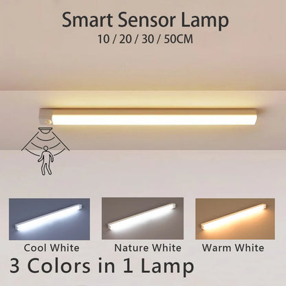 Barra de luz LED con sensor de movimiento recargable