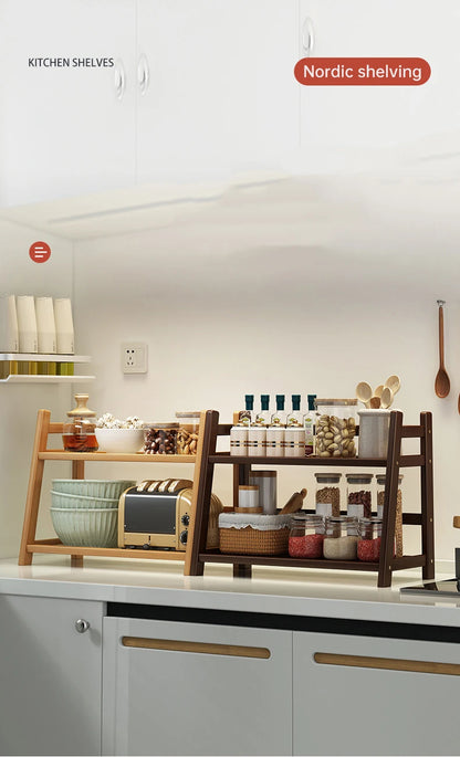 Bamboo Spice Caddy Shelf 2-Layer