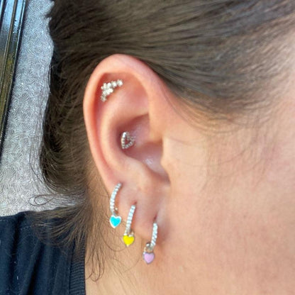 Aide Silver Color Hoop Earrings With Cute Candy Neon Color - BestShop