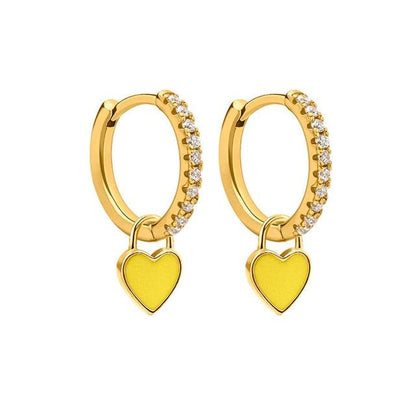 Aide Silver Color Hoop Earrings With Cute Candy Neon Color - BestShop