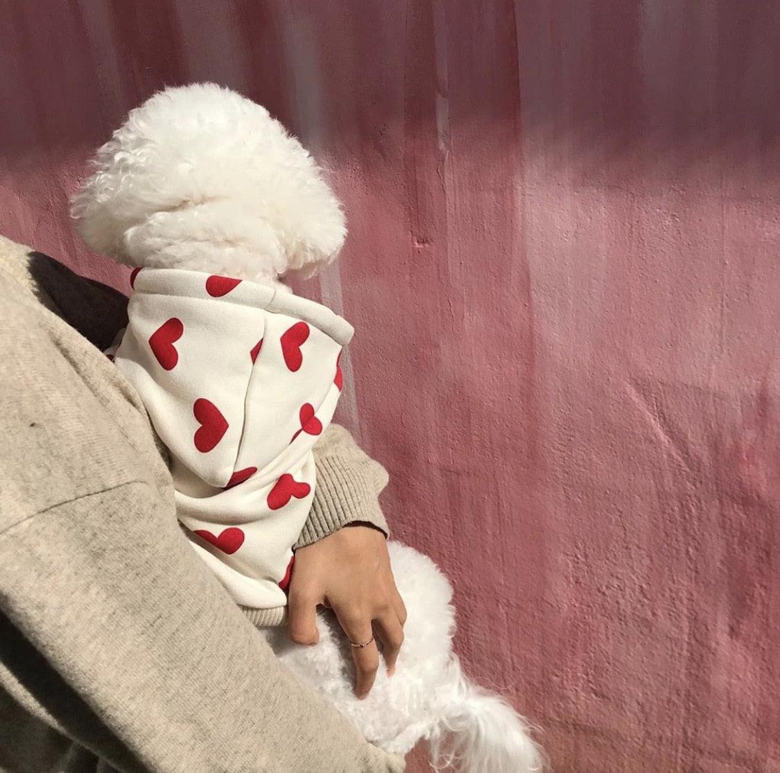 Heart Shape Pattern Autumn Winter Pet Love Hoodie - BestShop