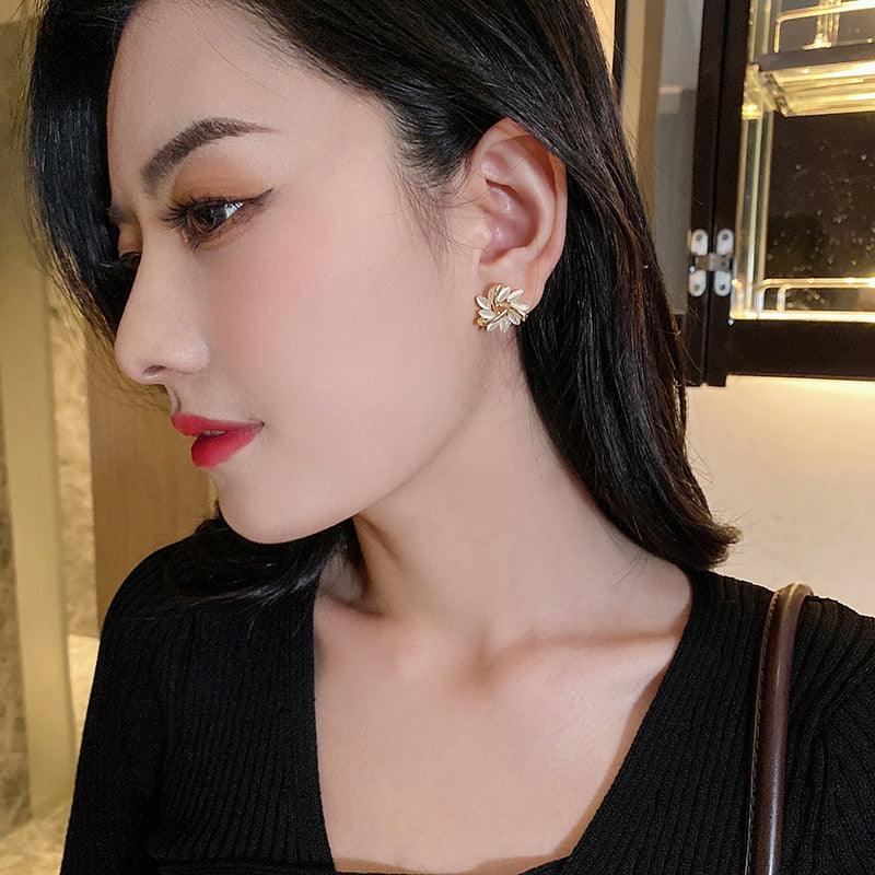 Opal Petal Circle Stud Earrings - BestShop