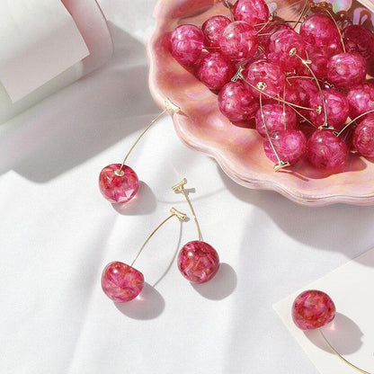 Sweet Cherry Acrylic Geometric Drop Earrings - BestShop