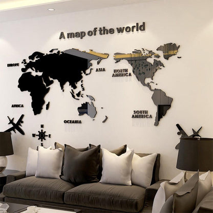 World Map Wall 3D Acrylic Wall Stickers - BestShop